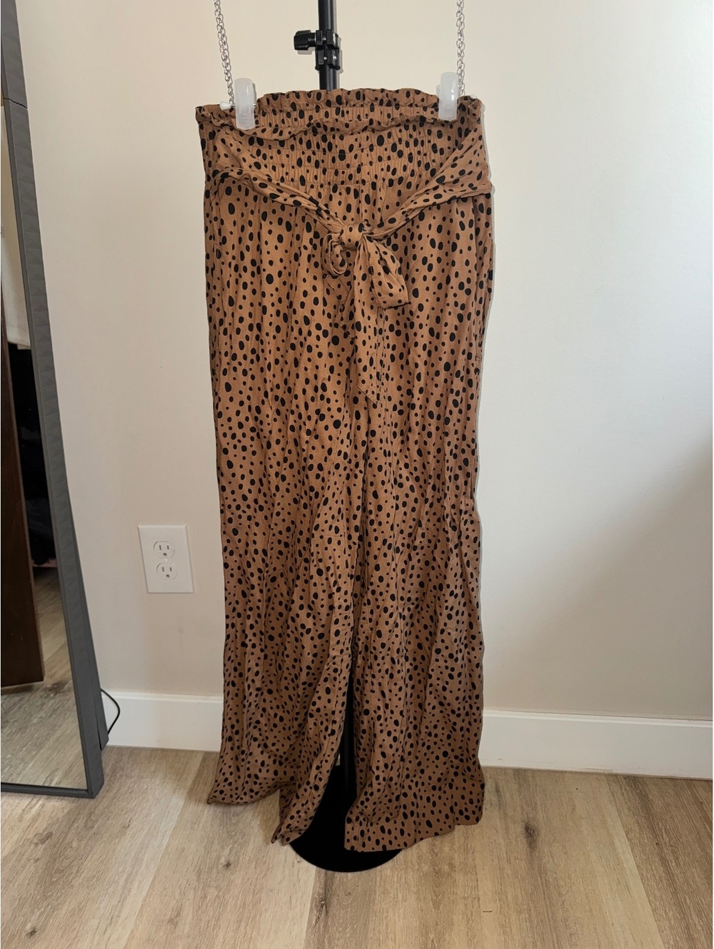 Abercrombie Leopard Print Wide Leg Pants Brown Black High Rise Animal Print